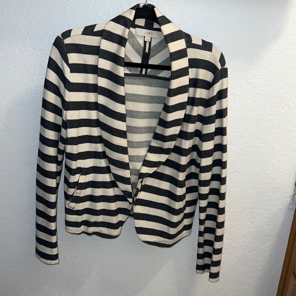 Anne Taylor Loft Stripe Linen Blazer Size Large - Picture 1 of 7